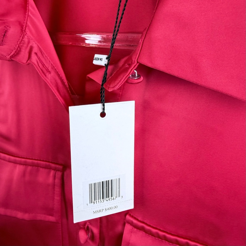 NWT Jason Wu Fuchsia Satin 2 Piece Set Blouse & Bustier M BarbieCore FrenchChic - Picture 16 of 16